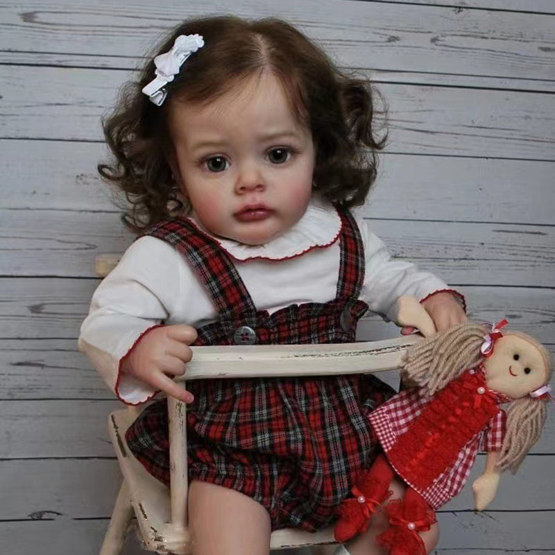 20 Zoll/50 cm Reborn Puppen mit offenen Augen und braunem Haar- Chloe