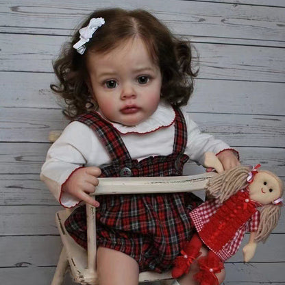 20 Zoll/50 cm Reborn Puppen mit offenen Augen und braunem Haar- Chloe