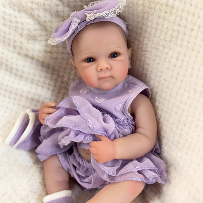 45 cm Reborn Puppe mit offenen Augen Zwillingsschwestern im Kleid-Bettie