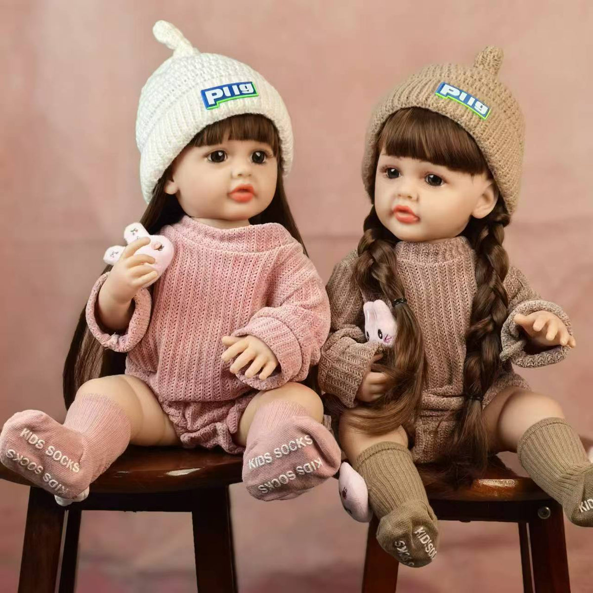 22 Zoll blaue Augen lange Haare Reborn Zwillinge Baby Mädchen-Betty
