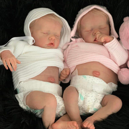 17 Zoll Reborn Zwillings puppen mit kurzen blonden Haaren