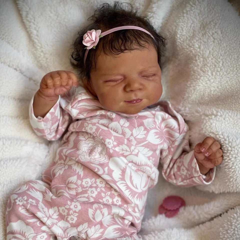 48cm Lebensechte Dunkle Haut Schlafende Pasacale Reborn Baby