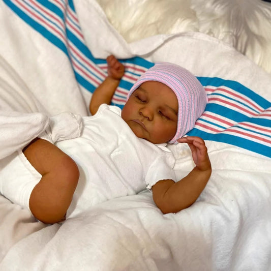 45 cm Miles geschlossene Augen dunkle Haut Reborn Puppe-Levi