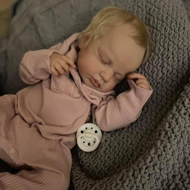 20 Zoll Reborn Puppe mit geschlossenen Augen und blonden Haaren