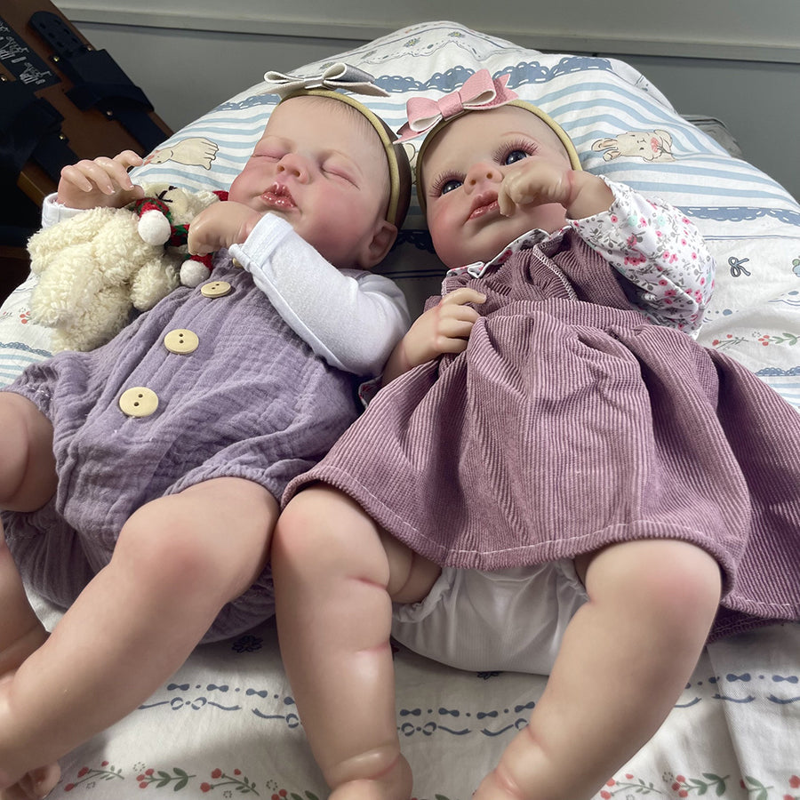 20 Zoll lebensechte Reborn-Puppe Zwillinge Schwestern-Loulou
