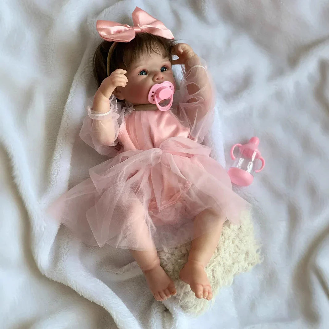 Quinn 18 Zoll offene Augen kurze Haare Bettie Reborn Babypuppen Mädchen im rosa Kleid