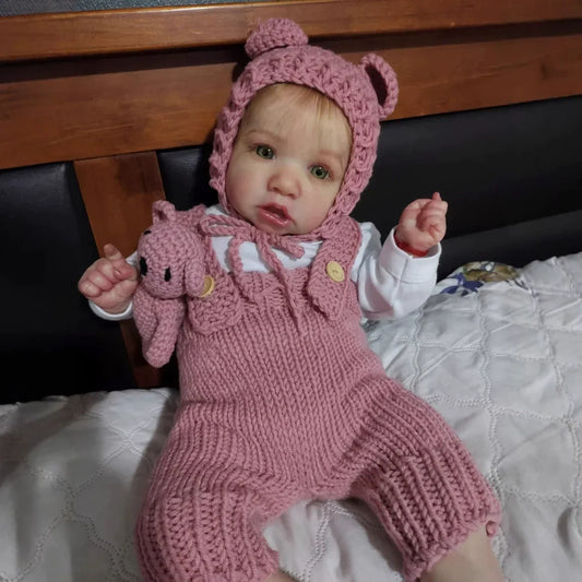 22'' Realistische Kätzchen mit offenen Augen Reborn Babypuppe Mädchen - Saskia
