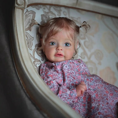 60 cm offene Augen blondes Haar Suesue Reborn-Puppe in lila Blumenkleidung