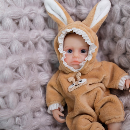 6 Zoll Mini-Silikon-Reborn-Puppe Mädchen Loulou mit offenen Augen