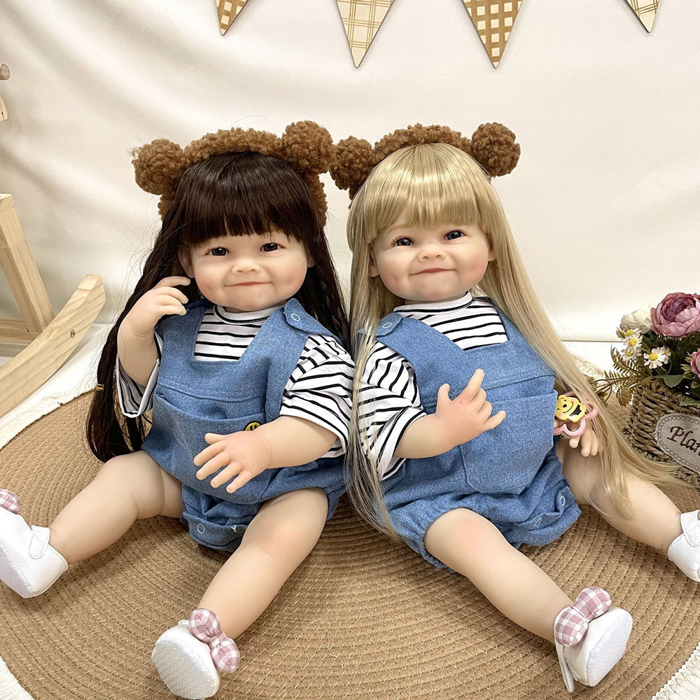 22 Zoll Reborn Puppe Zwillingsmädchen mit langen Haaren - Raya
