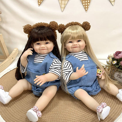 22 Zoll Reborn Puppe Zwillingsmädchen mit langen Haaren - Raya