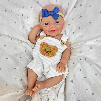 30cm lebensechte Reborn-Puppe mit blauem Lächeln und Vollsilikonaugen - Charlie