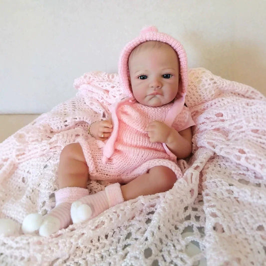 Maria 19 Zoll weiche Reborn-Puppe im rosa Strick-Bodysuit - August Awake