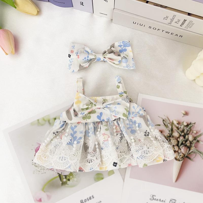 Wunderschönes Spitzenkleid mit Blumenmuster und Haarreif 2-teiliges Set für 30cm Puppen