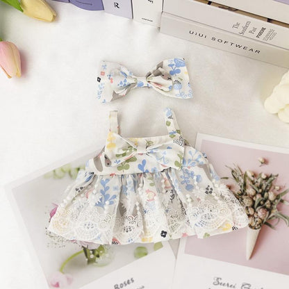Wunderschönes Spitzenkleid mit Blumenmuster und Haarreif 2-teiliges Set für 30cm Puppen