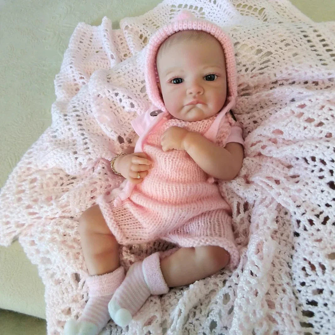 Maria 19 Zoll weiche Reborn-Puppe im rosa Strick-Bodysuit - August Awake
