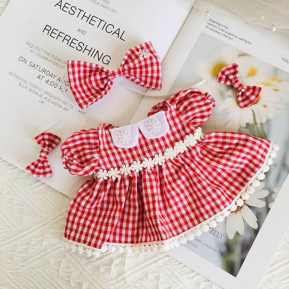 Niedliches Spitzenkleid mit Blumenmuster und Haarspange 2-teiliges Set für 30cm Puppen