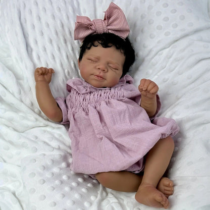 48cm süße Setlla dunkle Haut schlafendes Reborn Babypuppe Mädchen-Pascale