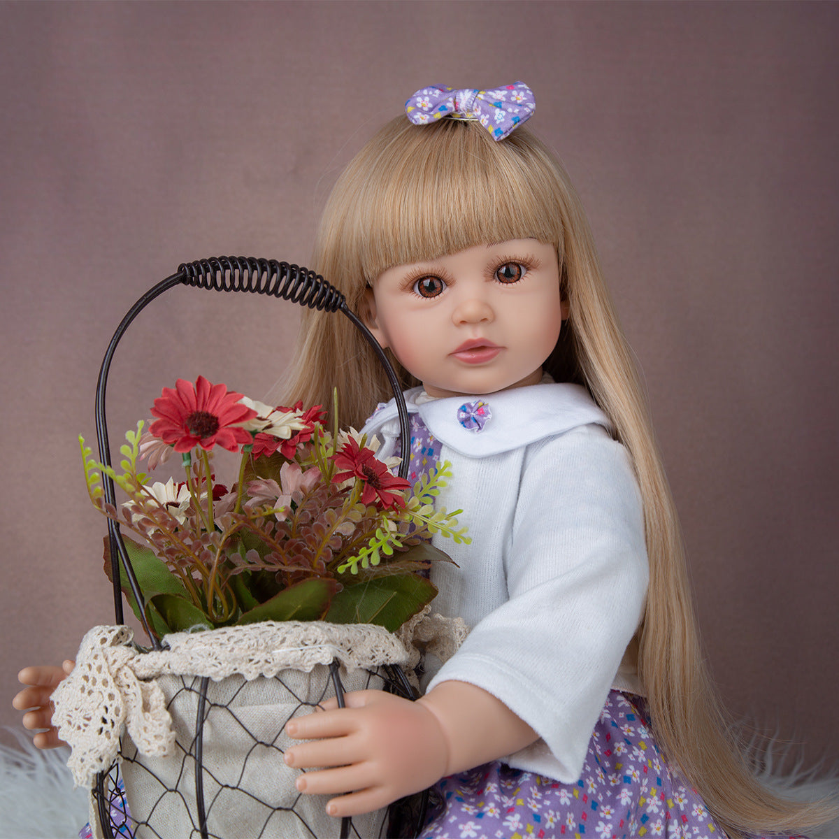 24 Zoll offene Augen lange Haare Reborn Zwillinge Baby Mädchen