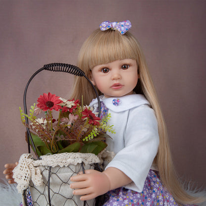 24 Zoll offene Augen lange Haare Reborn Zwillinge Baby Mädchen