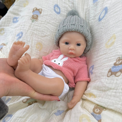 30 cm vollständig aus Silikon gefertigtes Reborn-Baby Meadow Mädchen in rosa Kleidung