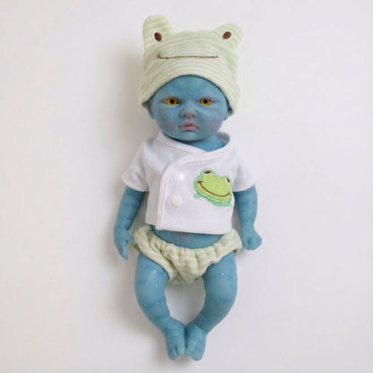 30cm Avatar Baby aus Vollsilikon in grünem Frosch-Outfit