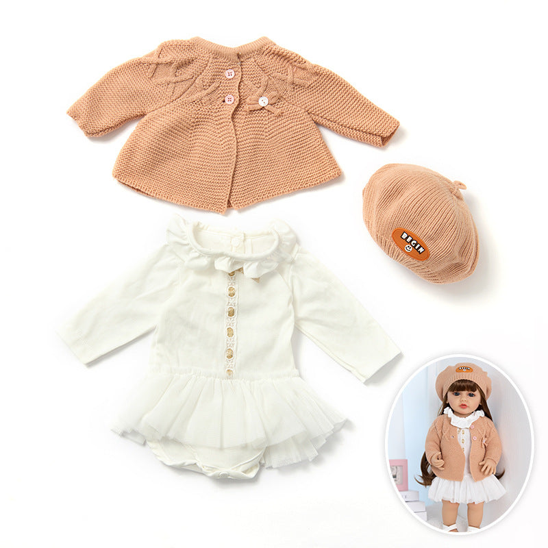 Strickmütze Jacke und Kleid 3-teiliges Set für 55 cm Reborn Puppen