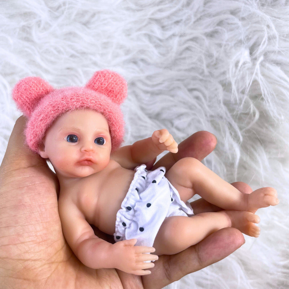 15 cm Mini-Reborn-Puppe Mädchen-Meer aus Vollsilikon mit blauen Augen