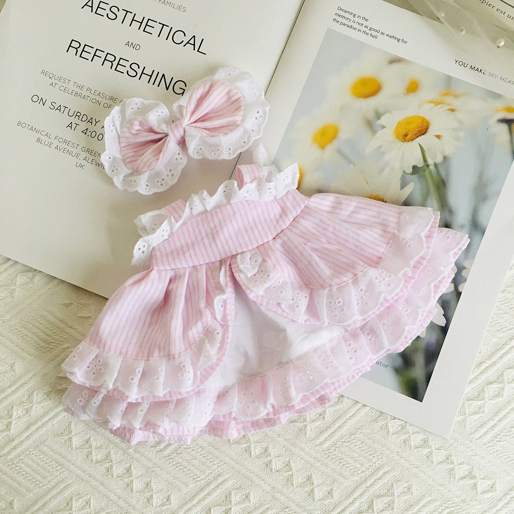 Niedliches Spitzenkleid mit Blumenmuster und Haarspange 2-teiliges Set für 30cm Puppen