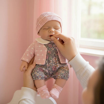 30cm Pascale Reborn Puppe aus Vollsilikon mit zu öffnendem Mund und rosa Kleidung