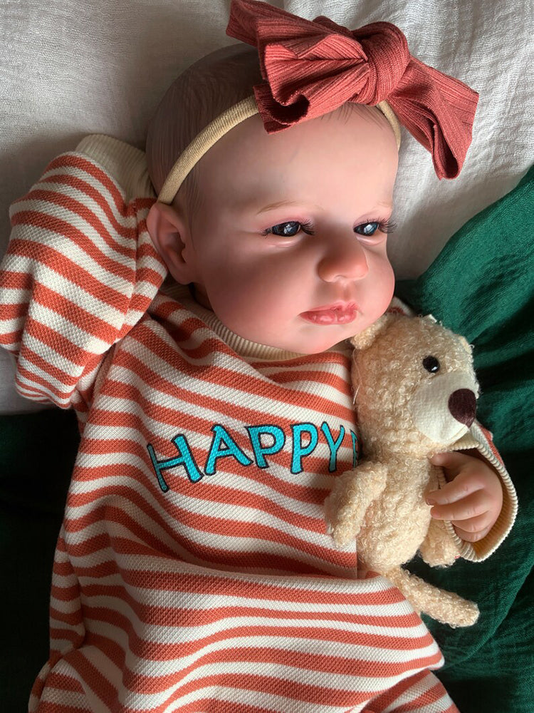 20 Zoll Reborn Babypuppen mit offenen Augen in gestreifter Kleidung - Loulou