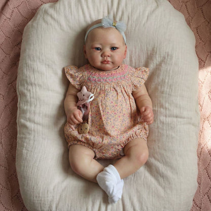 19 Zoll Lali Reborn-Puppe mit offenen Augen in geblümter Kleidung