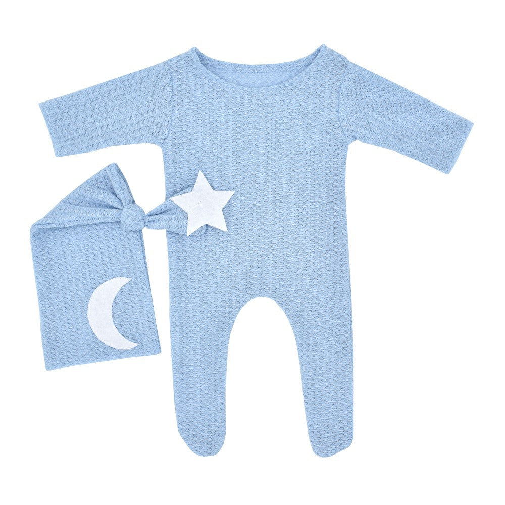 Zweiteiliges Set aus gestricktem Body und Mütze mit Stern und Mond für 18-20 Zoll Puppen