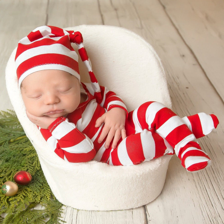 Weihnachtsknotenmütze und Pyjama-Set für 18-20 Zoll Reborn-Puppen
