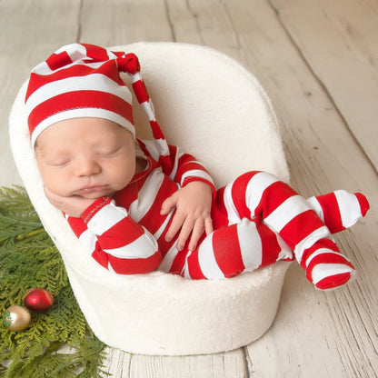 Weihnachtsknotenmütze und Pyjama-Set für 18-20 Zoll Reborn-Puppen