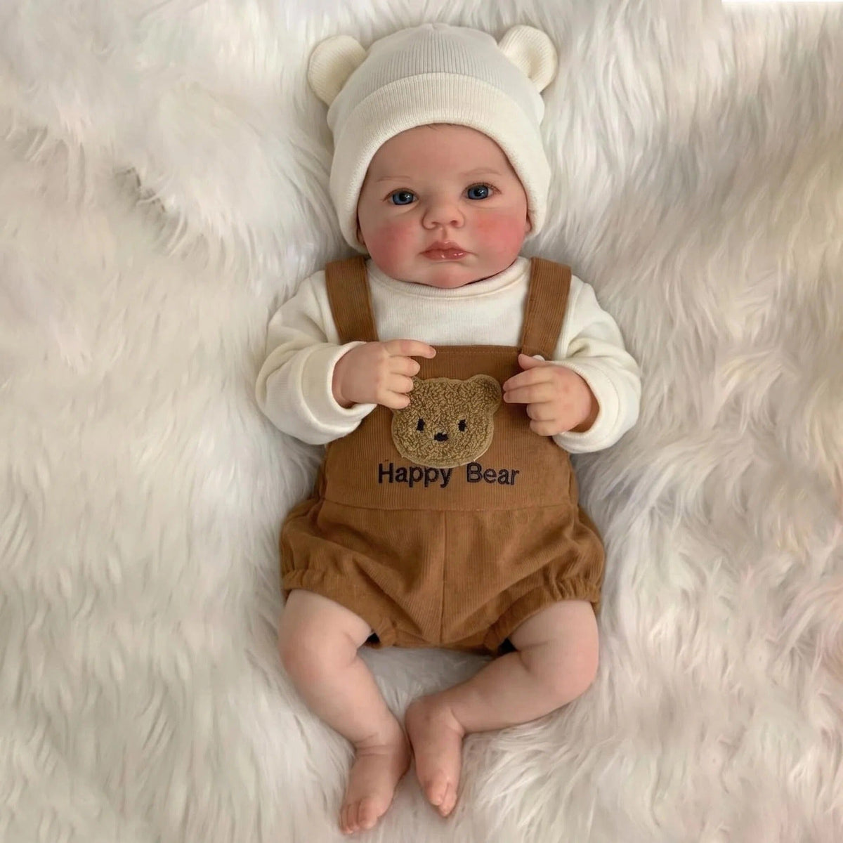 48 cm Loulou Reborn Puppen mit blauen Augen in Braunbär Outfits