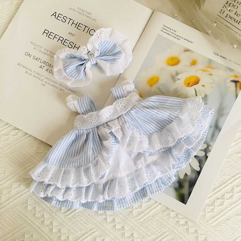 Niedliches Spitzenkleid mit Blumenmuster und Haarspange 2-teiliges Set für 30cm Puppen