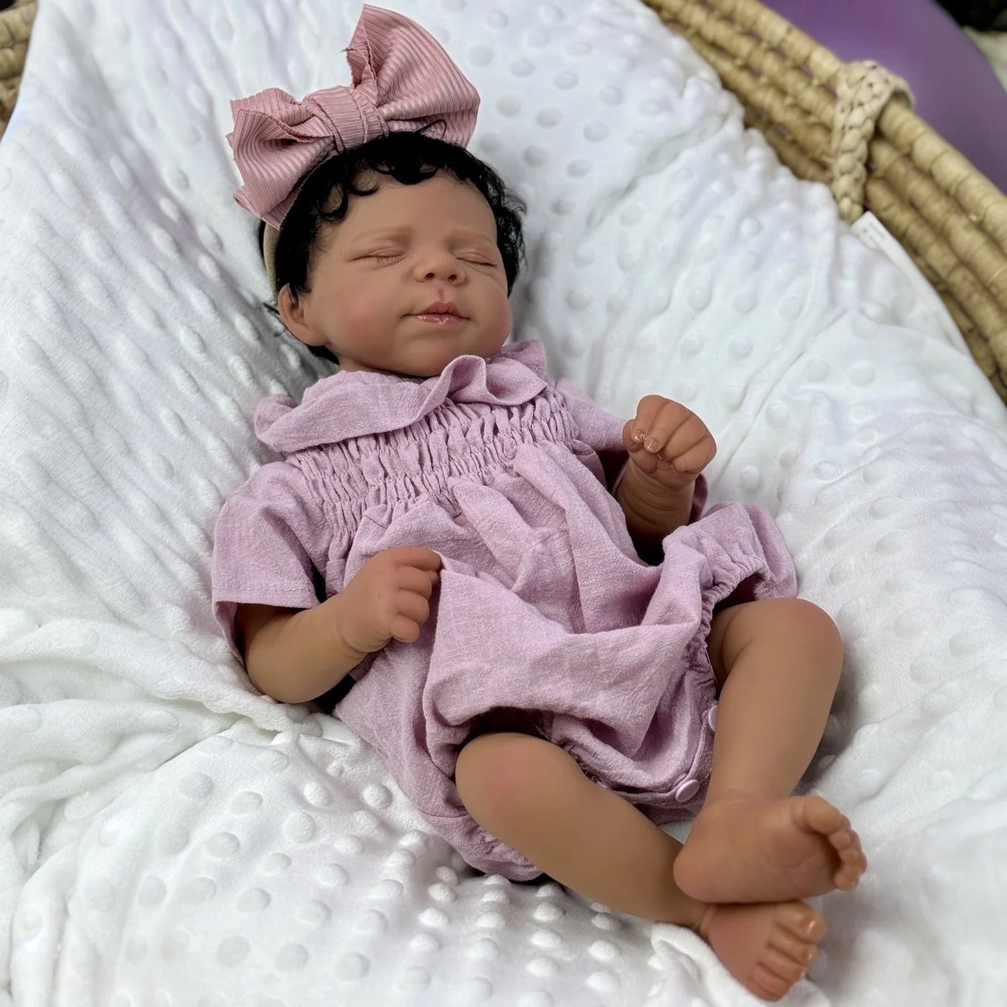 48cm süße Setlla dunkle Haut schlafendes Reborn Babypuppe Mädchen-Pascale