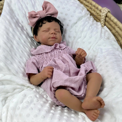 48cm süße Setlla dunkle Haut schlafendes Reborn Babypuppe Mädchen-Pascale