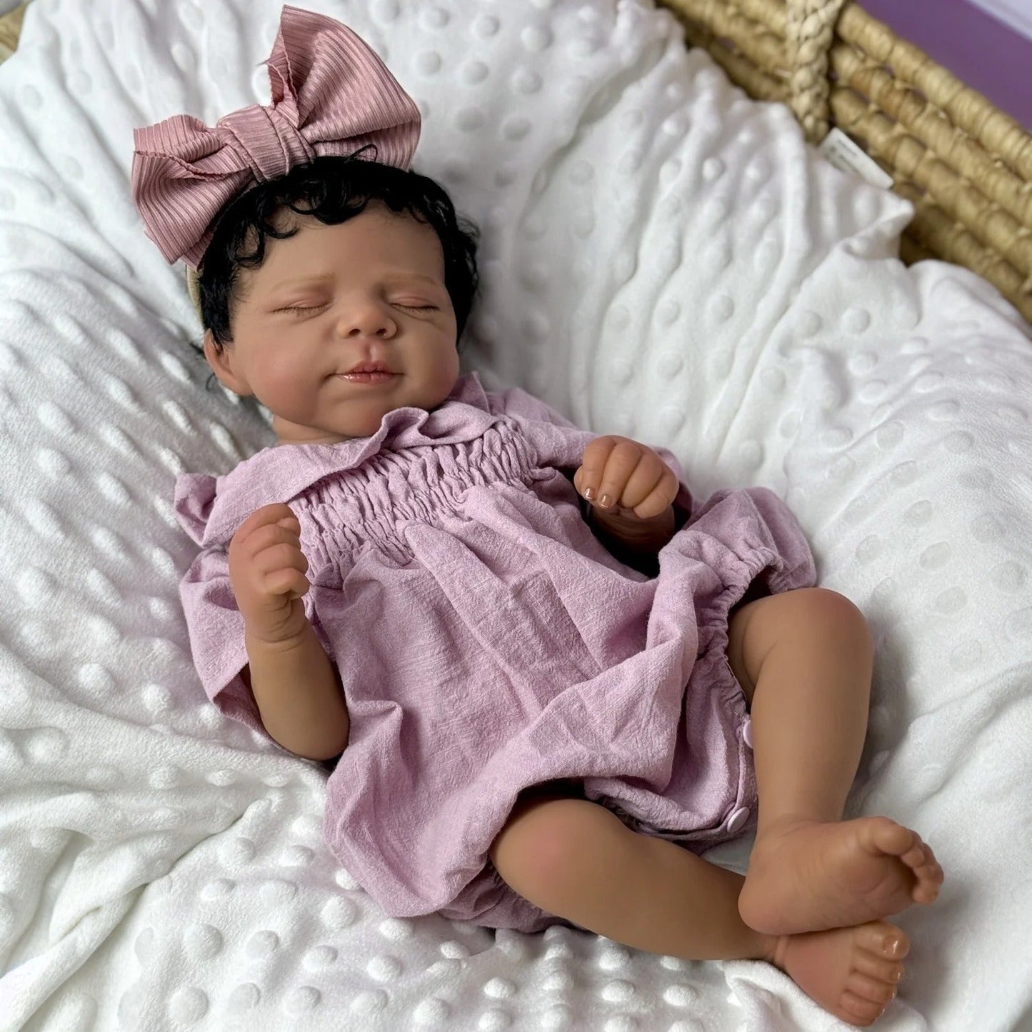 48cm süße Setlla dunkle Haut schlafendes Reborn Babypuppe Mädchen-Pascale