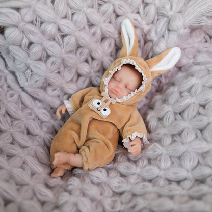 6 Zoll Mini-Silikon-Reborn-Puppe Mädchen Loulou mit geschlossenen Augen