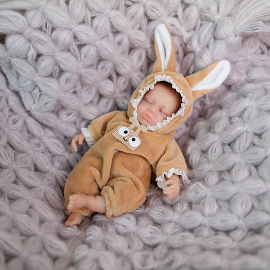 6 Zoll Mini-Silikon-Reborn-Puppe Mädchen Loulou mit geschlossenen Augen