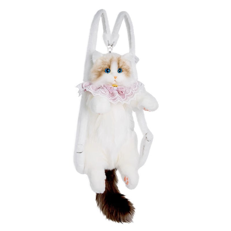 Süßer lebensechter Plüsch-Rucksack mit Ragdoll-Katze-Simulation