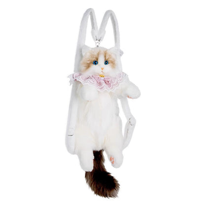 Süßer lebensechter Plüsch-Rucksack mit Ragdoll-Katze-Simulation