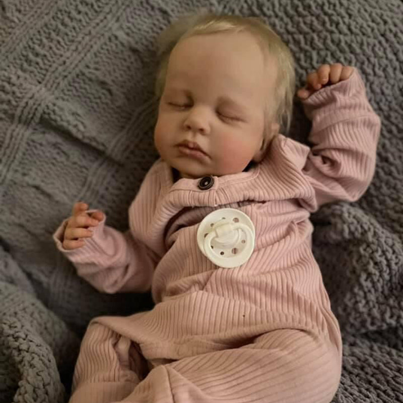 20 Zoll Reborn Puppe mit geschlossenen Augen und blonden Haaren