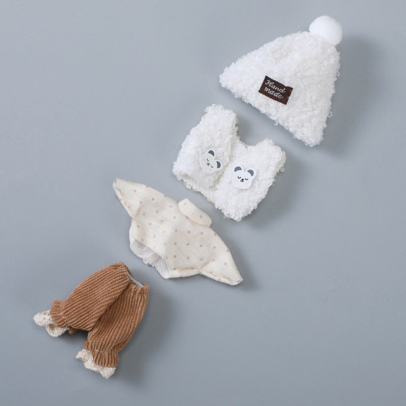 Niedlicher Plüsch-Kleidungsanzug für 6 Zoll Mini Reborn Puppen