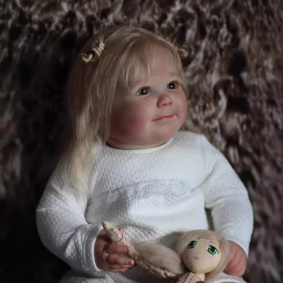 Leila 60 cm offene Augen blondes Haar Reborn Puppe - June Awake