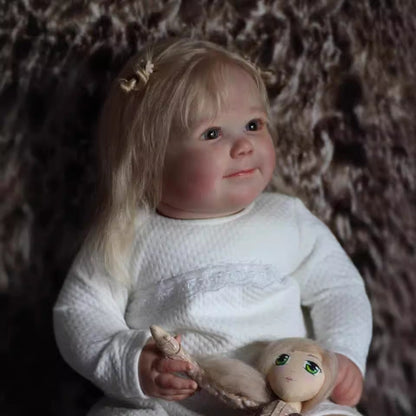 Leila 60 cm offene Augen blondes Haar Reborn Puppe - June Awake