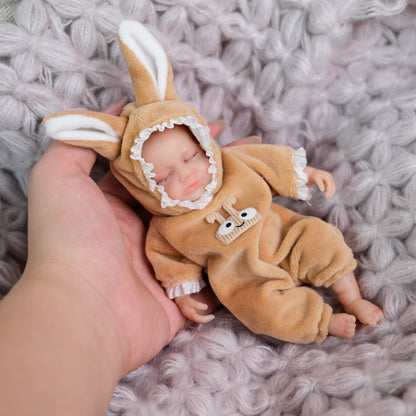 6 Zoll Mini-Silikon-Reborn-Puppe Mädchen Loulou mit geschlossenen Augen