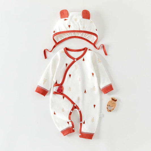 Zweiteiliges Set aus bedrucktem Body und Hut in Farbblock Optik für 45-55 cm Reborn Puppen